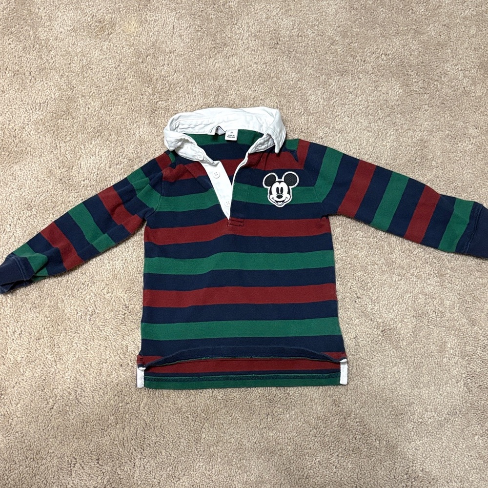 Janie & Jack 2t Striped Disney Mickey Mouse Polo Shirt